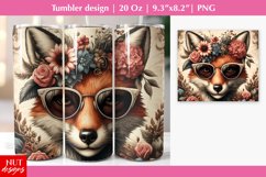 Old Fashion Floral Fox in sunglasses Fox tumbler sublimation Product Image 1