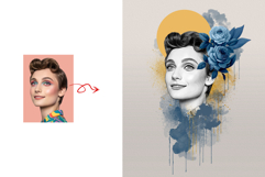 Vintage Art Deco Style Portrait Illustration Photo Effect Product Image 2