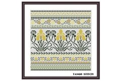 Vintage Art Nouveau floral cross stitch embroidery pattern - Tango Stitch