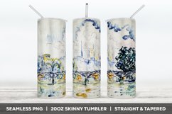 Watercolor Retro Art Cityscape Tumbler Seamless PNG Design