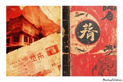 Old Asian Backgrounds, Japanese Scrapbook Printable Pages Product Image 2