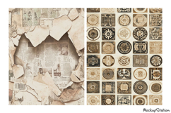Old Asian Backgrounds, Japanese Scrapbook Printable Pages Product Image 3