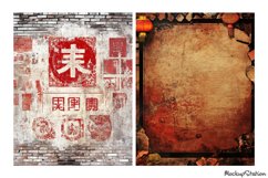 Old Asian Backgrounds, Japanese Scrapbook Printable Pages Product Image 3