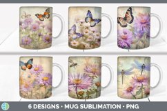 Bundle of six Decoupage Asters Mug Wrap designs.
