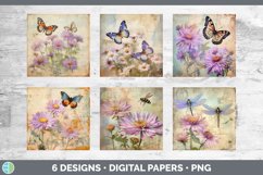 Bundle of six Decoupage Asters Paper Backgrounds designs.