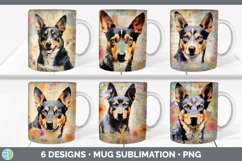 Bundle of six Decoupage Australian Cattle Dogs Mug Wrap designs.