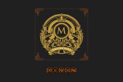 Vintage badge gold label crown shield floral svg Product Image 1