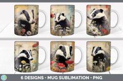 Bundle of six Decoupage Badgers Mug Wrap designs.