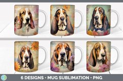 Bundle of six Decoupage Basset Hounds Mug Wrap designs.