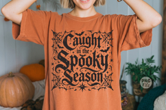 Vintage Bat Caught in the Spooky Season PNG,Halloween Shirt Product Image 1