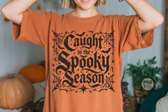 Vintage Bat Caught in the Spooky Season PNG,Halloween Shirt Product Image 1