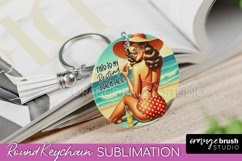 Pin Up Girl Keychain - Sarcastic Beach Keychain Sublimation Product Image 1