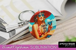 Pin Up Girl Keychain - Sarcastic Beach Keychain Sublimation Product Image 1
