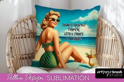 Pin Up Girl Pillow Cover - Beach Pillow Case Sublimation Product Image 1