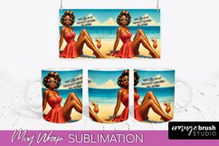 Pin Up Girl Mug Wrap - Sarcastic Quote Beach Mug Sublimation Product Image 1