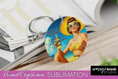 Pin Up Girl Keychain - Sarcastic Beach Keychain Sublimation Product Image 1