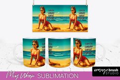 Pin Up Girl Mug Wrap - Sarcastic Quote Beach Mug Sublimation Product Image 1