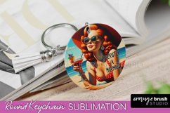 Pin Up Girl Keychain - Sarcastic Beach Keychain Sublimation Product Image 1