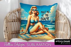 Pin Up Girl Pillow Cover - Beach Pillow Case Sublimation Product Image 1