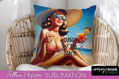 Pin Up Girl Pillow Cover - Beach Pillow Case Sublimation Product Image 1