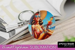 Pin Up Girl Keychain - Sarcastic Beach Keychain Sublimation Product Image 1