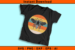 Retro Bee SVG | Vintage Circle Stripes Cut File Product Image 2