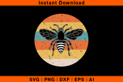 Retro Bee SVG | Vintage Circle Stripes Cut File Product Image 1