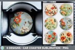 Bundle of six Decoupage Bee Car Coaster designs.