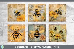 Bundle of six Decoupage Bee Paper Backgrounds designs.