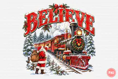 Vintage Believe Christmas Train PNG | Santa Winter Png Product Image 1
