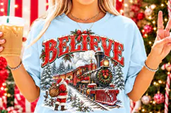 Vintage Believe Christmas Train PNG | Santa Winter Png Product Image 2