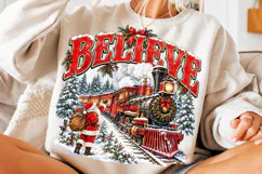 Vintage Believe Christmas Train PNG | Santa Winter Png Product Image 3
