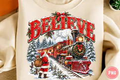 Vintage Believe Christmas Train PNG | Santa Winter Png Product Image 5