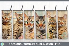 Bundle of six Decoupage Bengal Cats Tumbler designs.