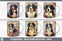 Bundle of six Decoupage Bermese Mountain Dogs Mug Wrap designs.