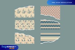 Floral Vintage Birdcage Pattern Torn Paper - Scrapbooking Product Image 1