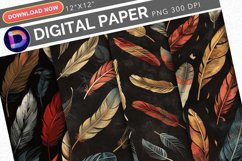 Vintage Birds Feathers Digital Paper Product Image 1