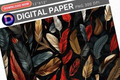 Vintage Birds Feathers Digital Paper Product Image 1