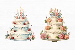 Vintage Birthday Cake Watercolor Sublimation clipart Product Image 3