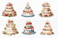 Vintage Birthday Cake Watercolor Sublimation clipart Product Image 5