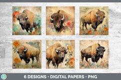 Bundle of six Decoupage Bisons Paper Backgrounds designs.