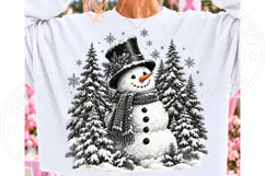 Vintage Black and White Christmas Snowman PNG | Winter Wonde Product Image 2