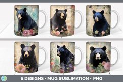 Bundle of six Decoupage Black Bears Mug Wrap designs.
