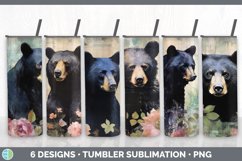 Bundle of six Decoupage Black Bears Tumbler designs.