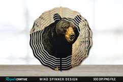 Vintage Black Bear Wind Spinner Sublimation PNG Design Product Image 1