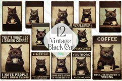 Vintage Black Cat Sublimation Clipart Product Image 1
