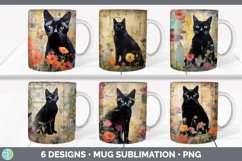 Bundle of six Decoupage Black Cats Mug Wrap designs.