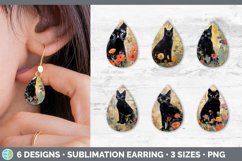 Bundle of six Decoupage Black Cats Teardrop Earrings designs.