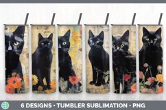Bundle of six Decoupage Black Cats Tumbler designs.