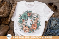 Vintage Floral Wreath PNG, Vintage Blooms Sublimation Product Image 1